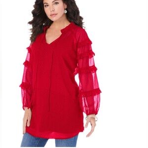 NEW Roaman's Women's Plus Size Ruffle Blouse Size: 32w